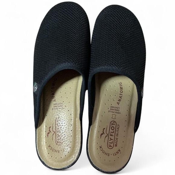 Fly Flot Anatomic Made In Italy Black Mesh Clogs Slippers 40 - Picture 1 of 6